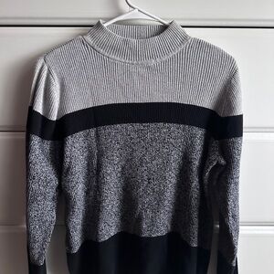 Karen Scott Gray and Black Cowl Neck Sweater